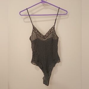 Vintage mesh polka dot bodysuit